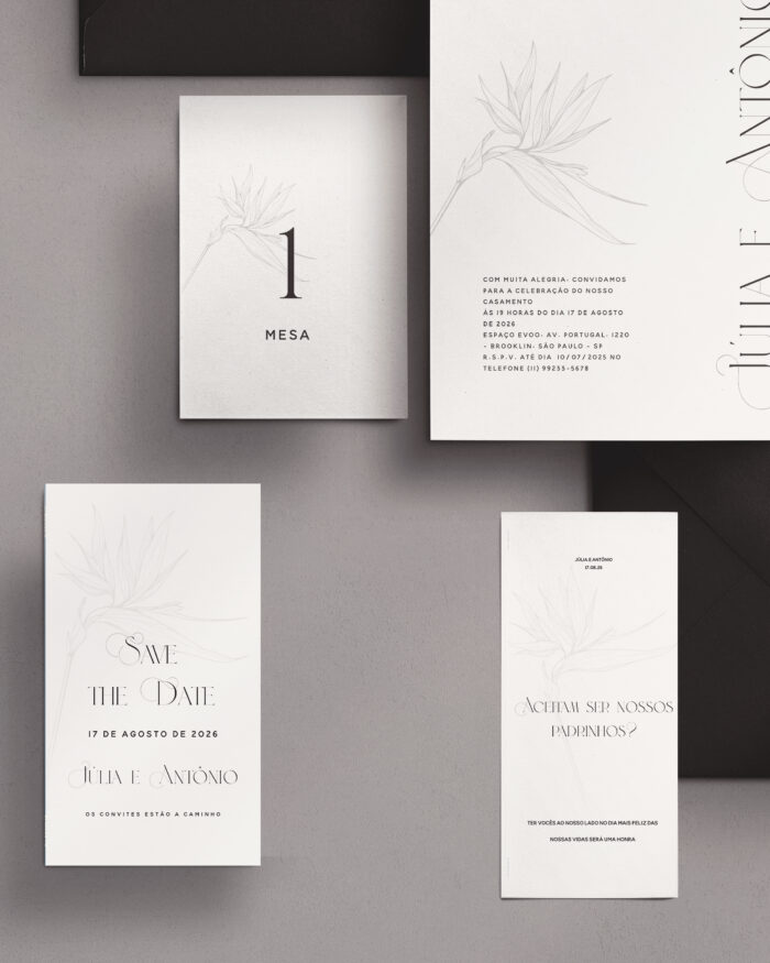 Kit Template Convite de Casamento - Ave do Paraíso Minimalista Moderno - Image 3