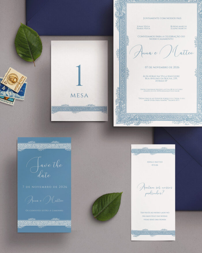Kit Template Convite de Casamento - Fine Art Moldura Clássica com Ramos - Imagem 3