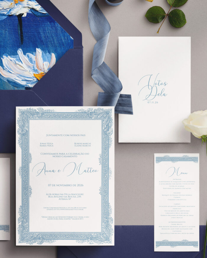 Kit Template Convite de Casamento - Fine Art Moldura Clássica com Ramos - Imagem 2