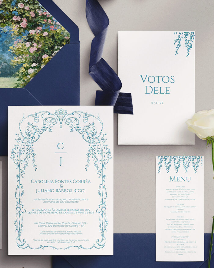 Kit Convite de casamento Template - Moldura floral em cascata - Image 2