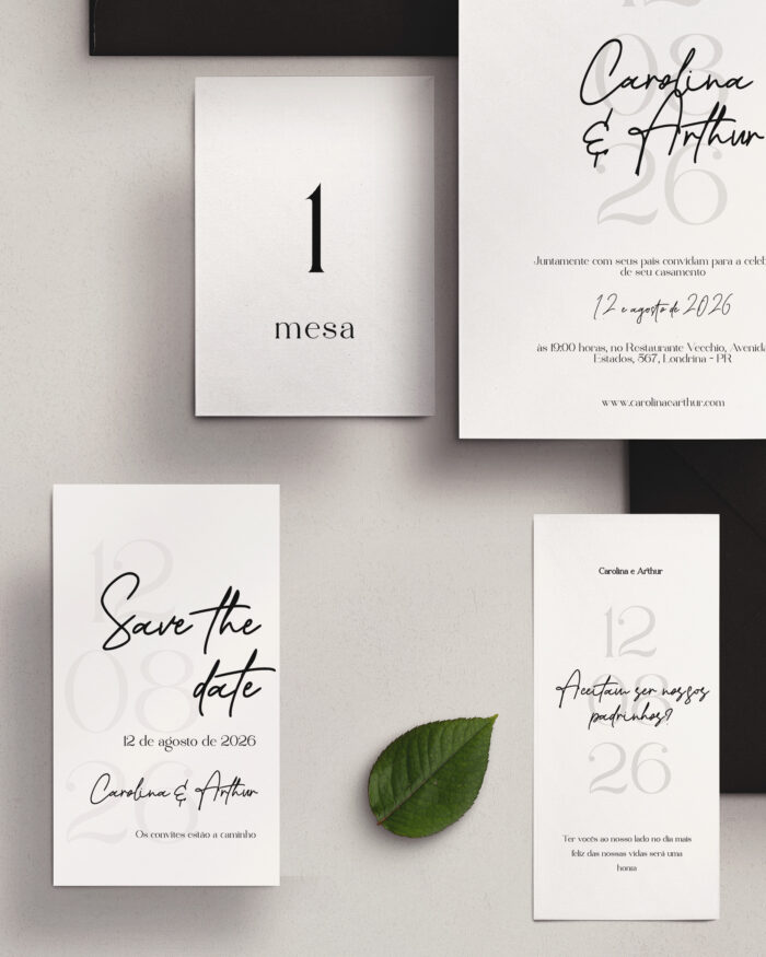 Kit Convite de Casamento Template - Moderno minimalista Data - Imagem 3