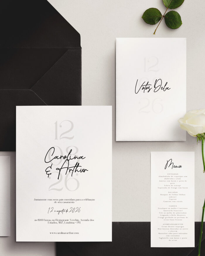 Kit Convite de Casamento Template - Moderno minimalista Data - Imagem 2
