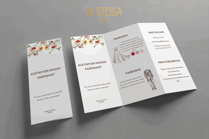 Kit Convite de Casamento - Template Flores Prensadas Rosê Minimalista - Imagem 4