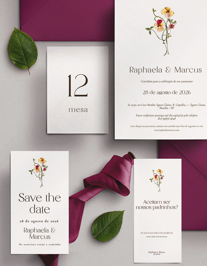 Kit Convite de Casamento - Template Ramalhete Minimalista Moderno - Image 2