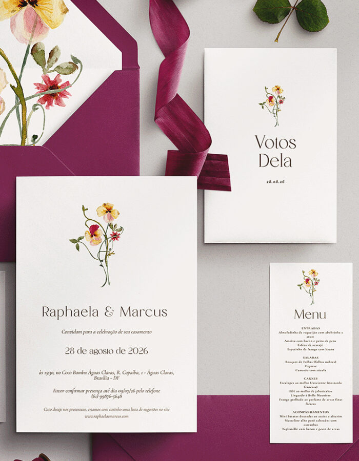 Kit Convite de Casamento - Template Ramalhete Minimalista Moderno - Image 3