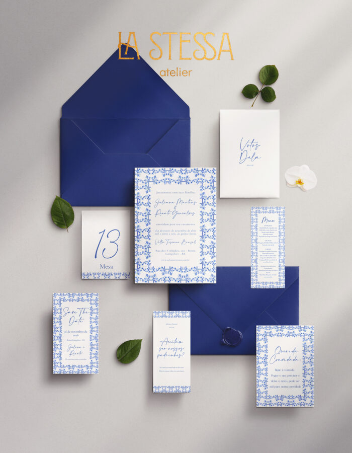 Kit Convite de Casamento - Template Aquarela Azulejo Português