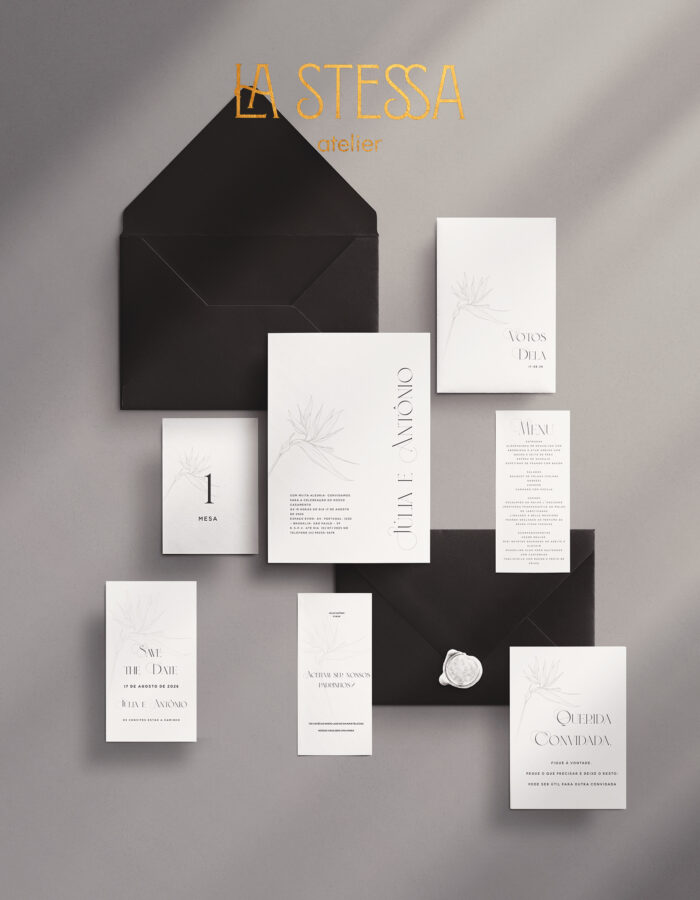 Kit Template Convite de Casamento - Ave do Paraíso Minimalista Moderno