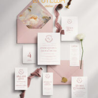 Kit Convite de Casamento - Template Fine Art Clássico Brasão Laço e Ramos