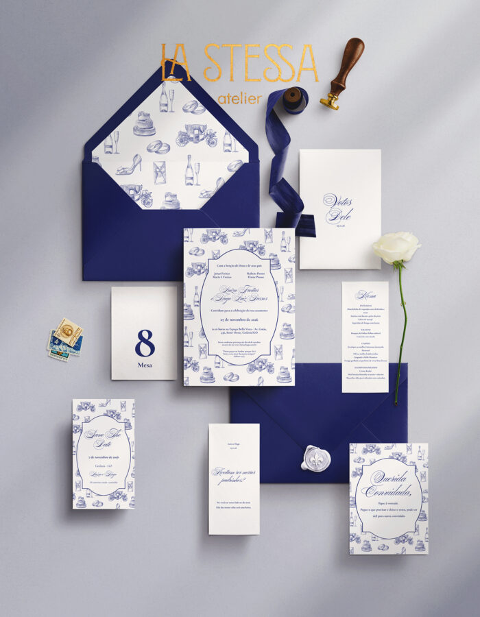 Kit Convite de Casamento - Template Fine Art Vintage Padrão Casamento Clássico