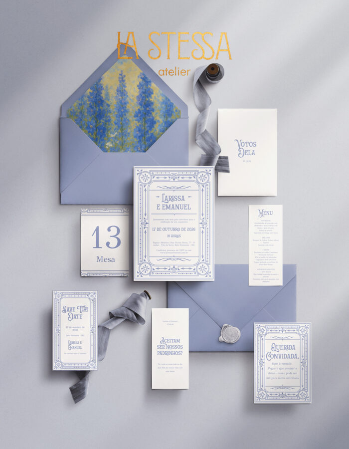 Kit Convite de Casamento - Template Moldura Vintage Geométrica