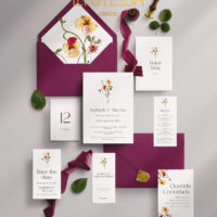 Kit Convite de Casamento - Template Ramalhete Minimalista Moderno