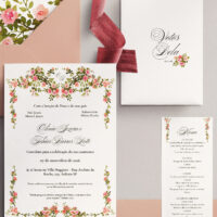 Kit Convite de Casamento -  Template Fine Art Moldura Aquarela Floral Rosê com Monograma - Imagem 2