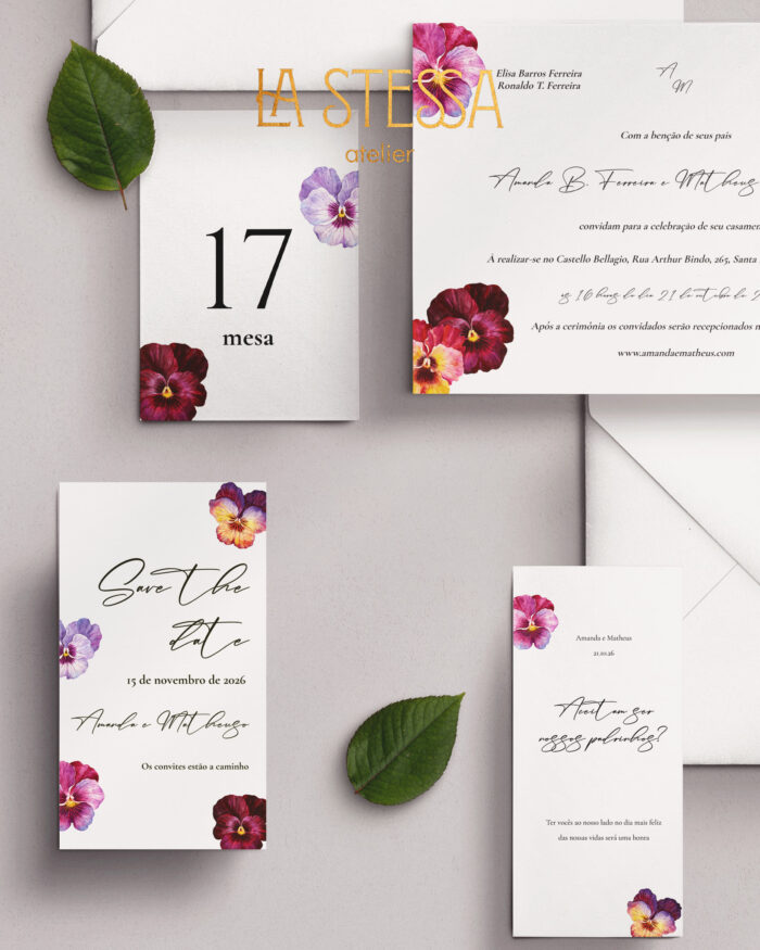 Kit Convite de Casamento -  Template Amor Perfeito Aquarela - Image 3