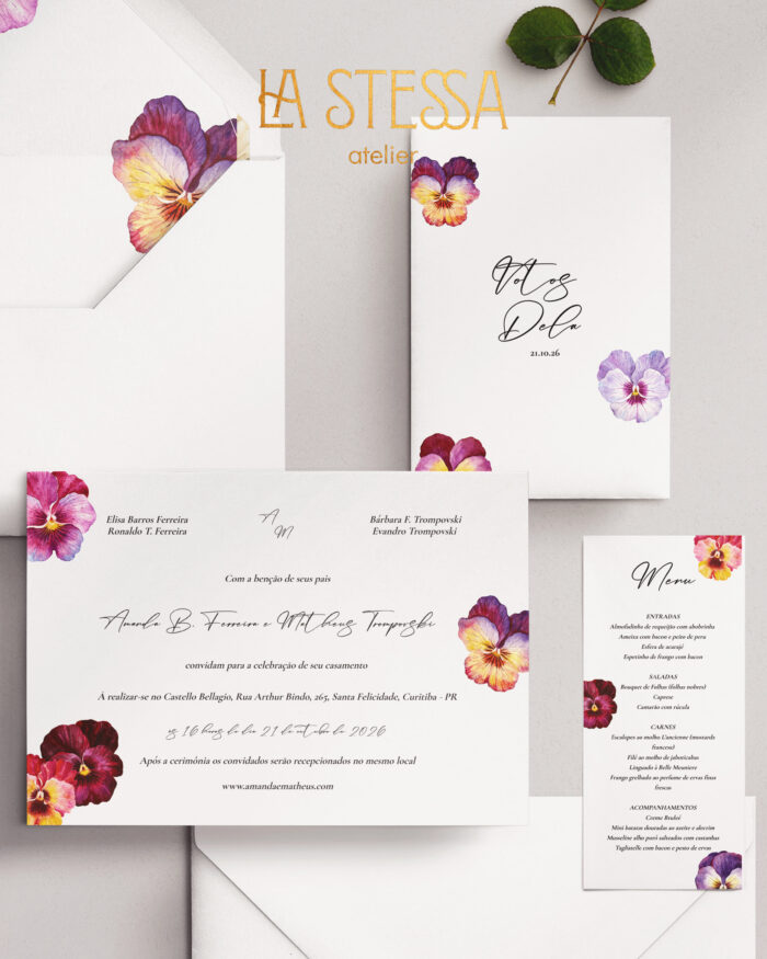 Kit Convite de Casamento -  Template Amor Perfeito Aquarela - Image 2