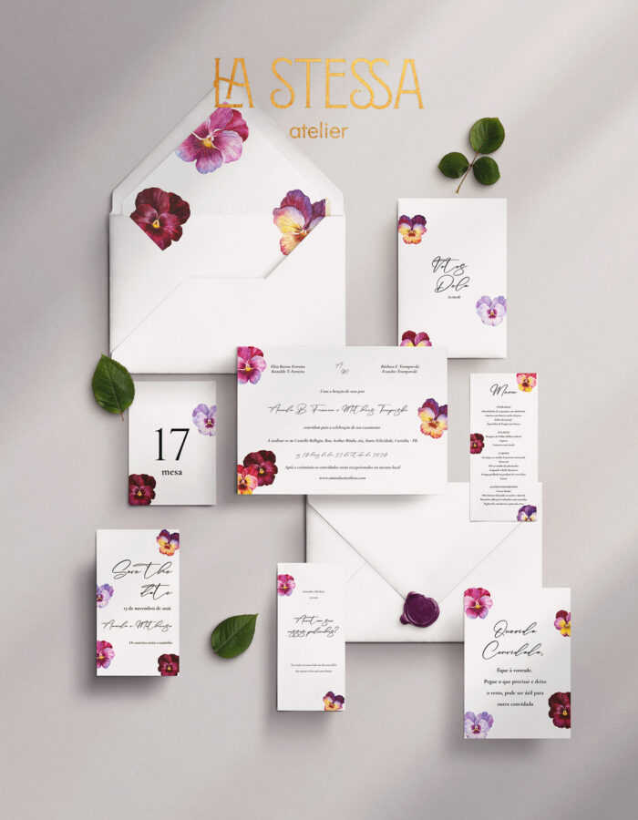 Kit Convite de Casamento -  Template Amor Perfeito Aquarela