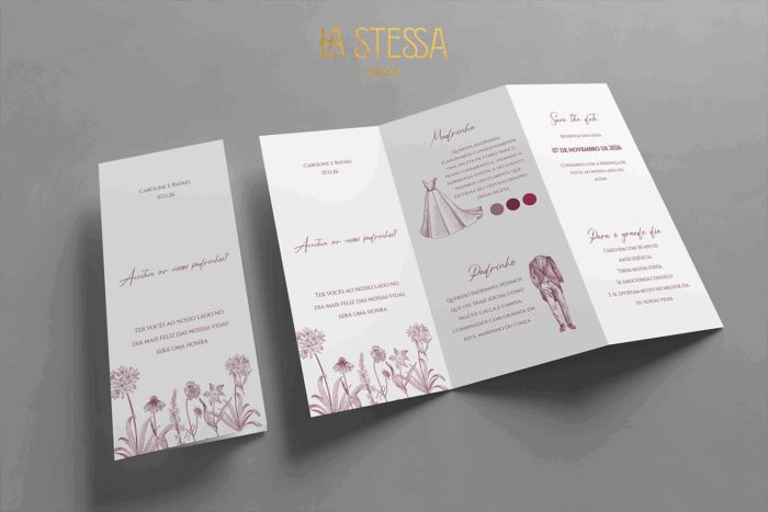Kit Convite de Casamento -  Template Vintage Padrão Flores Selvagens - Image 4