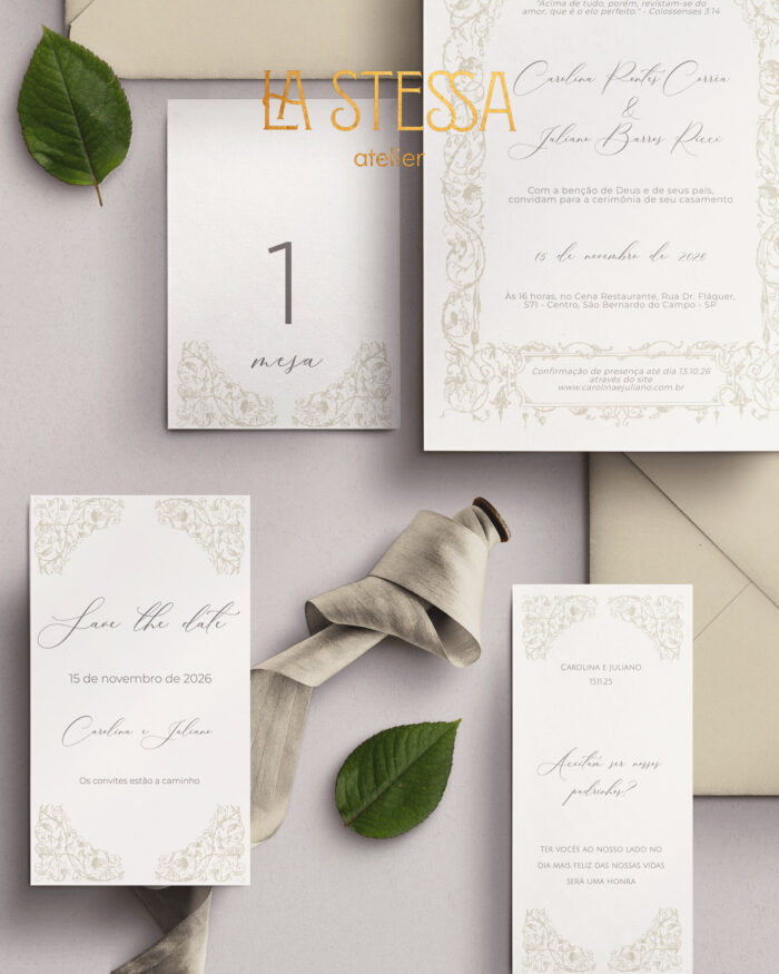 Kit Convite de Casamento -  Template Moldura Ramos e Flores Fine Art - Image 3