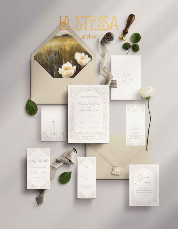 Kit Convite de Casamento -  Template Moldura Ramos e Flores Fine Art