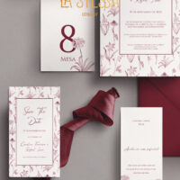Kit Convite de Casamento -  Template Vintage Padrão Flores Selvagens - Imagem 3