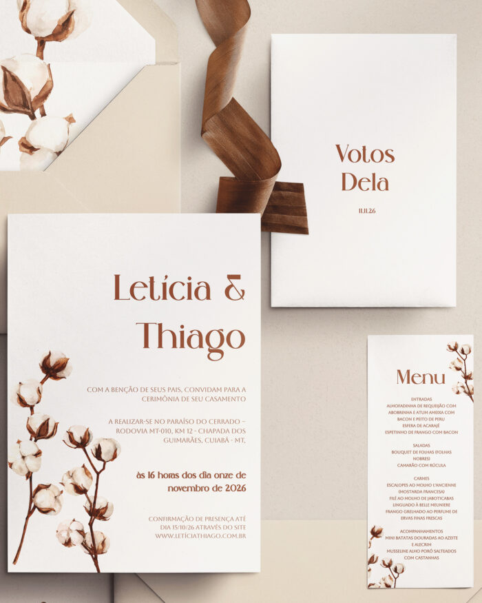 Kit Convite de Casamento - Template Aquarela Algodão - Image 2