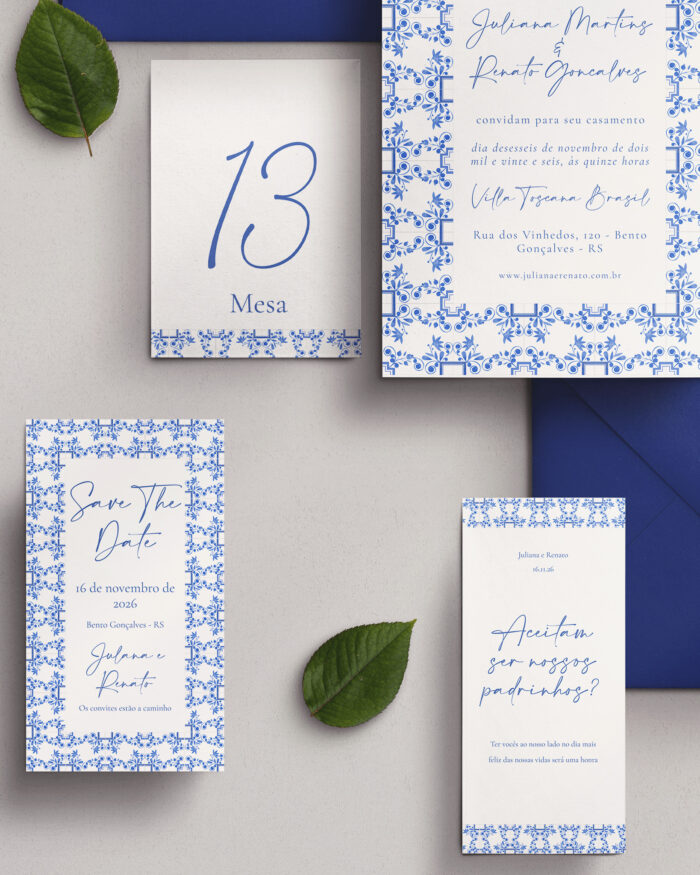 Kit Convite de Casamento - Template Aquarela Azulejo Português - Image 3
