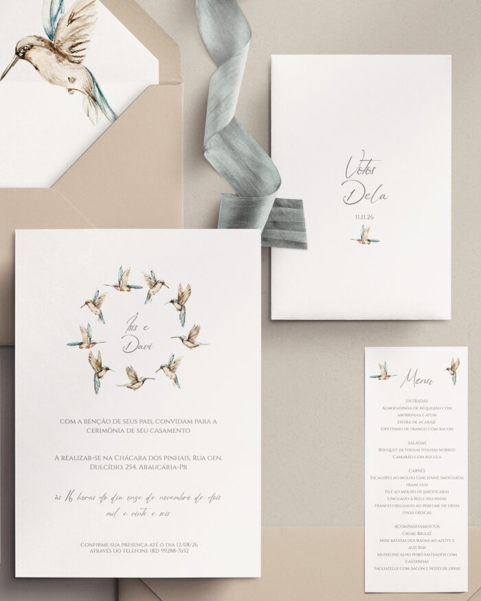 Kit Convite de Casamento - Template Aquarela Beija-flor - Image 2