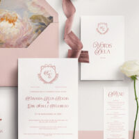 Kit Convite de Casamento - Template Fine Art Clássico Brasão Laço e Ramos - Imagem 3
