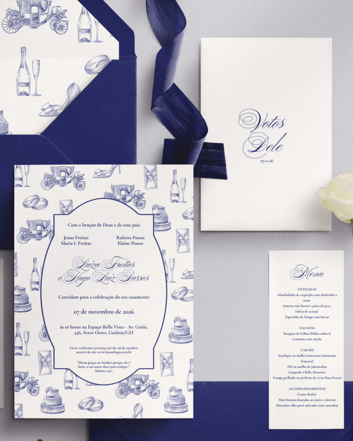 Kit Convite de Casamento - Template Fine Art Vintage Padrão Casamento Clássico - Image 3