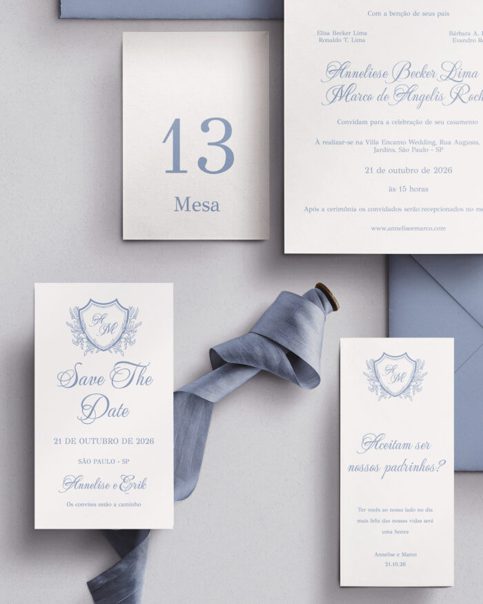 Kit Convite de Casamento - Template Fine Art clássico Brasão Ramos e Pontos - Image 2