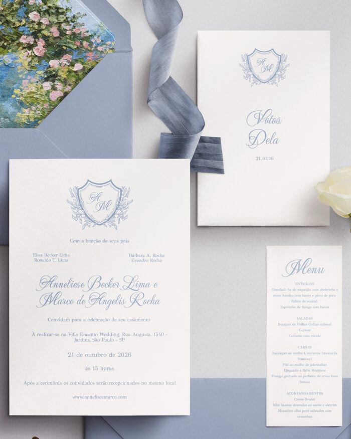 Kit Convite de Casamento - Template Fine Art clássico Brasão Ramos e Pontos - Image 3