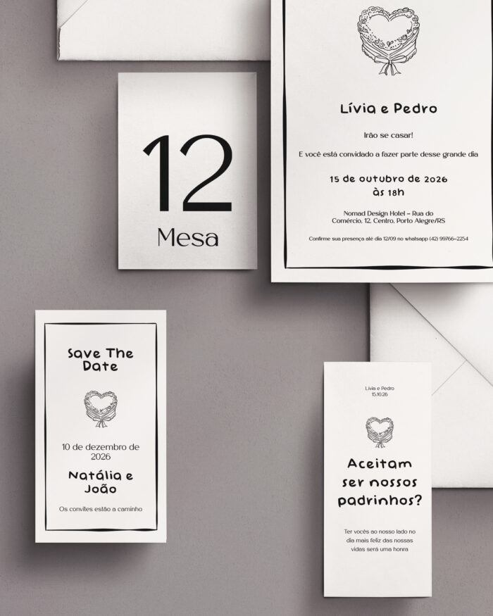 Kit Convite de Casamento - Template Moderno Ilustração Bolo de Casamento - Image 3