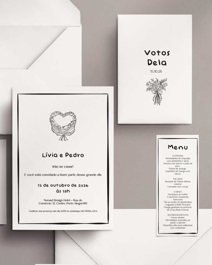 Kit Convite de Casamento - Template Moderno Ilustração Bolo de Casamento - Image 2
