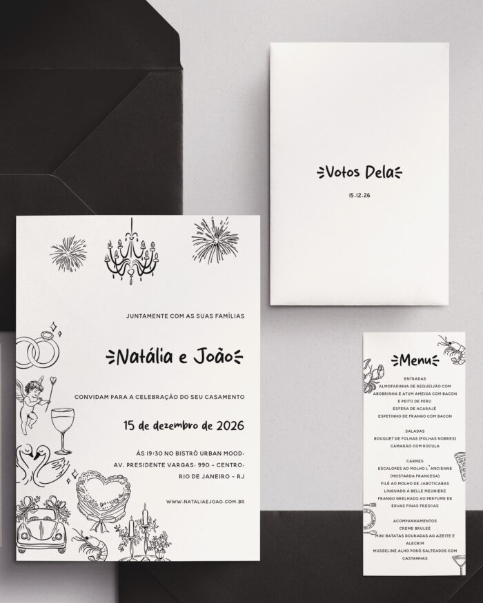 Kit Convite de Casamento - Template Moderno Ilustração Festa de Casamento - Image 2