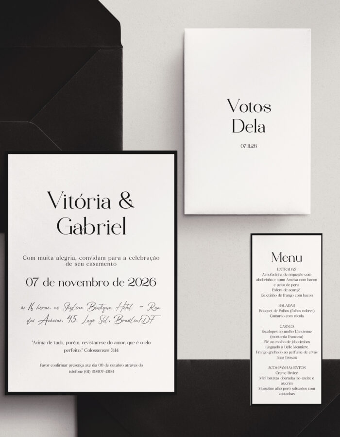 Kit Convite de Casamento - Template Moderno Moldura Minimalista - Image 2