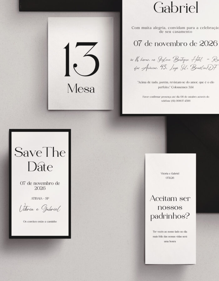 Kit Convite de Casamento - Template Moderno Moldura Minimalista - Image 3
