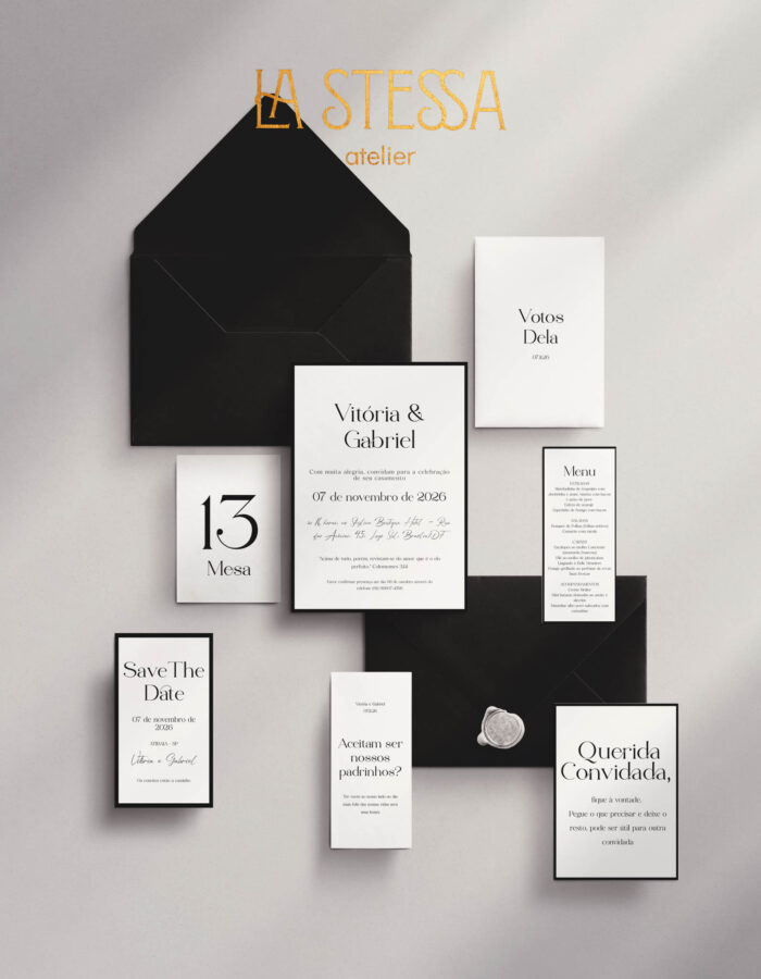 Kit Convite de Casamento - Template Moderno Moldura Minimalista