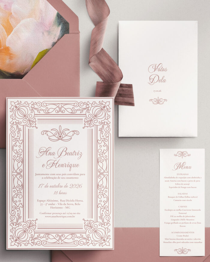 Kit Convite de Casamento - Template Moldura Vintage Arabesco - Image 3